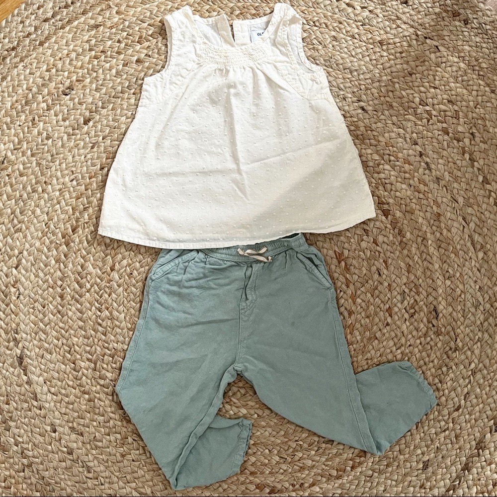 Zara Kids Aqua Linen Drawstring Pants